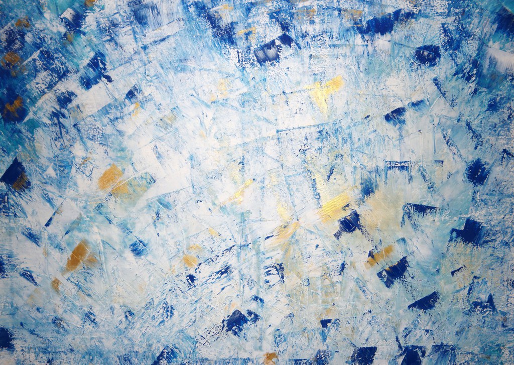 Abstrakte blaue und goldene Malerei